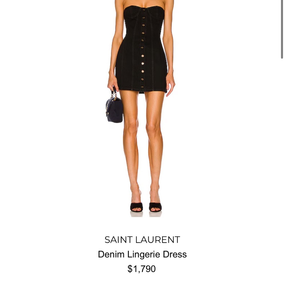 Saint Laurent Black Strapless Bodycon Dress